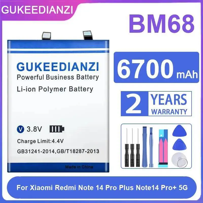 For Xiaomi Redmi Note 14 Pro Plus Note14 Pro+ 5G Mobile Phone Battery 6700Mah Long-Lasting Performance BM68 High-Capacity
For Xiaomi Redmi Note 14 Pro Plus Note14 Pro+ 5G Mobile Phone Battery 6700Mah Long-Lasting Performance BM68 High-Capacity