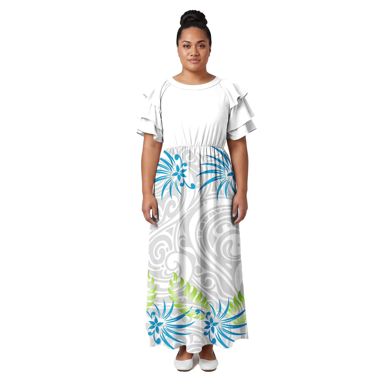 Fashion Beach Party Clothes Polynesian Tribal Ladies Wear Hawaii Maxi Dress Three Layer Petal Sleeve Design Women Samoan Dresses
Fashion Beach Party Clothes Polynesian Tribal Ladies Wear Hawaii Maxi Dress Three Layer Petal Sleeve Design Women Samoan Dresses