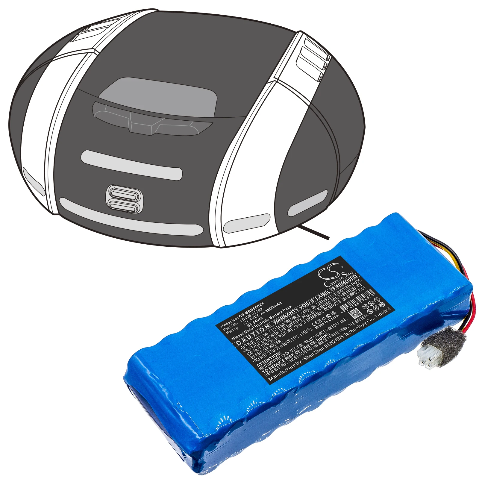 CS DJ96-0079A 3600mAh Battery for Samsung VC-RS60 VC-RS60H VC-RS62 Ni-MH 26.4V 95.04Wh Vacuum
CS DJ96-0079A 3600mAh Battery for Samsung VC-RS60 VC-RS60H VC-RS62 Ni-MH 26.4V 95.04Wh Vacuum