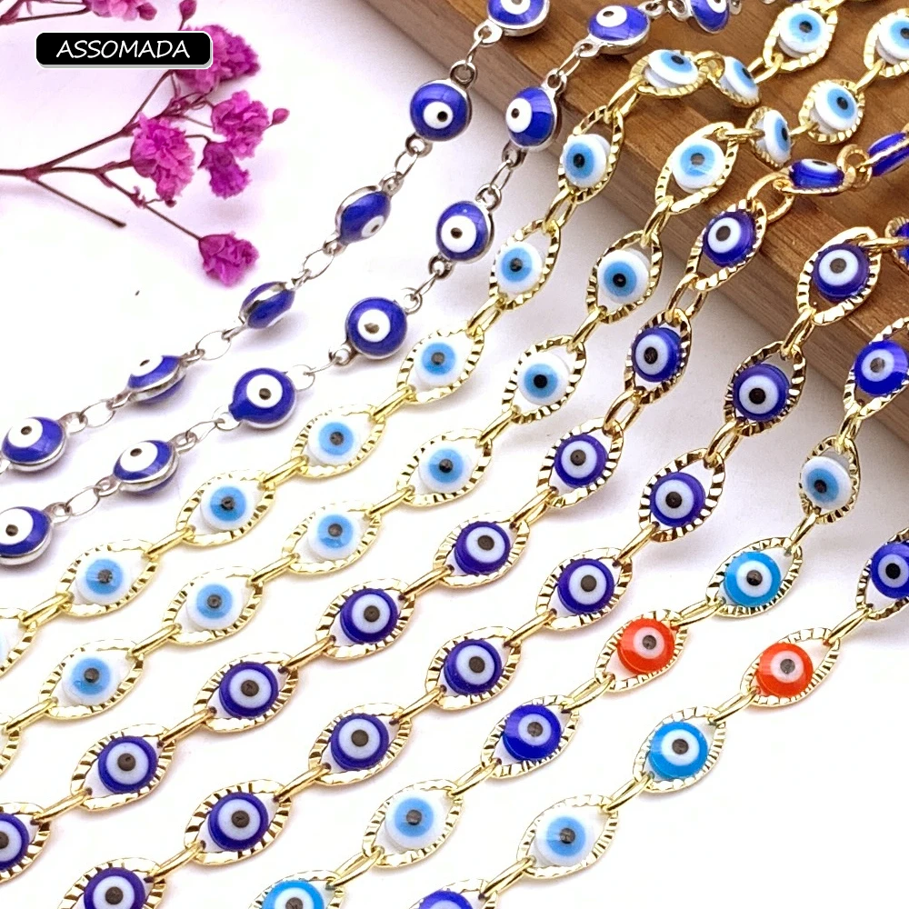 Copper Evil Eyes Chains Handmade Necklace Turkish Lucky Bule Eye Bracelet Women Girls DIY Chain For Jewelry Making Accessories
Copper Evil Eyes Chains Handmade Necklace Turkish Lucky Bule Eye Bracelet Women Girls DIY Chain For Jewelry Making Accessories