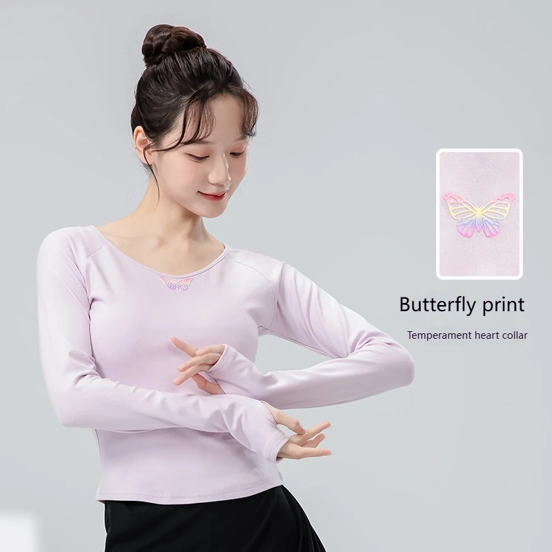 Women Classical Dancewear Dance Training Clothes Female Peach Heart Collar Bottoming Top Slim Modern Yoga Long Sleeve Costume
Women Classical Dancewear Dance Training Clothes Female Peach Heart Collar Bottoming Top Slim Modern Yoga Long Sleeve Costume