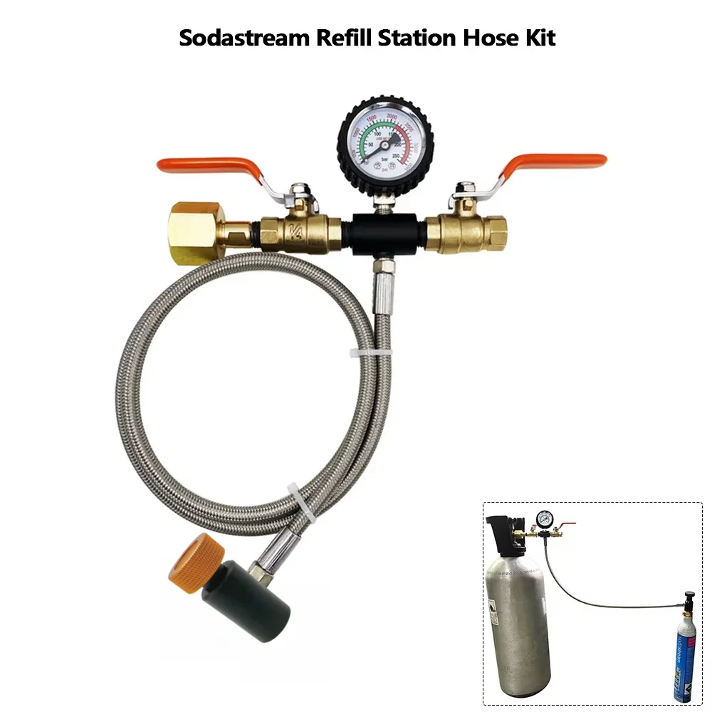 Refill Charging Station For Sodastream Tr21-4 Cylinder Carbonator w/Ball Valve From Large CO2 Tank Bottle W21.8-14 DIN477 CGA320
Refill Charging Station For Sodastream Tr21-4 Cylinder Carbonator w/Ball Valve From Large CO2 Tank Bottle W21.8-14 DIN477 CGA320
