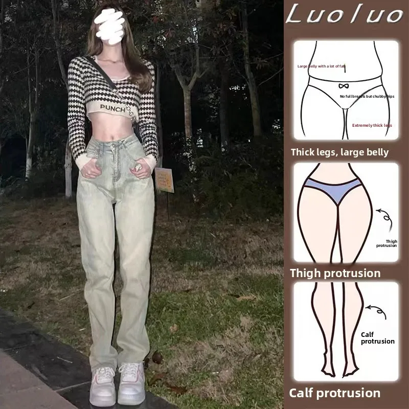 High Waist Slimming Straight Leg Jeans Women's plus Size Autumn Winter Fashion High Street Washed Denim Pants Sister Style
High Waist Slimming Straight Leg Jeans Women's plus Size Autumn Winter Fashion High Street Washed Denim Pants Sister Style