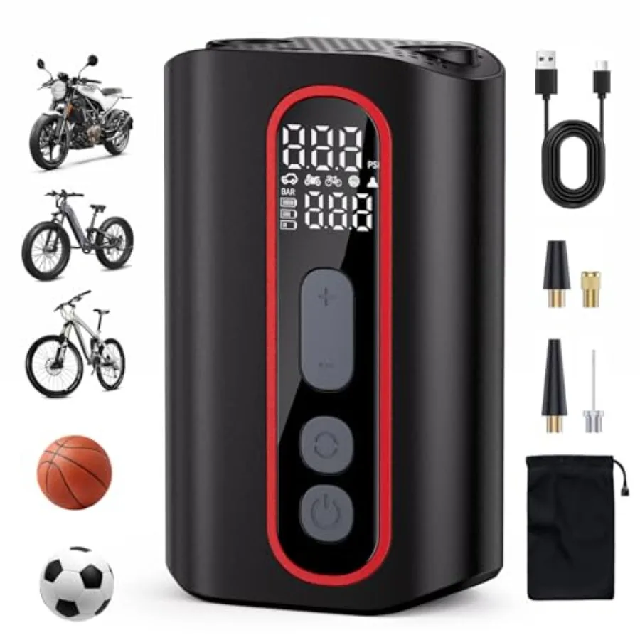 Mini Electric Bike Pump, 4X Faster 160 PSI Bike Tire Pump with Guage Auto Stop, Portable Bicycle Pump with Presta Valves for Ro
Mini Electric Bike Pump, 4X Faster 160 PSI Bike Tire Pump with Guage Auto Stop, Portable Bicycle Pump with Presta Valves for Ro
