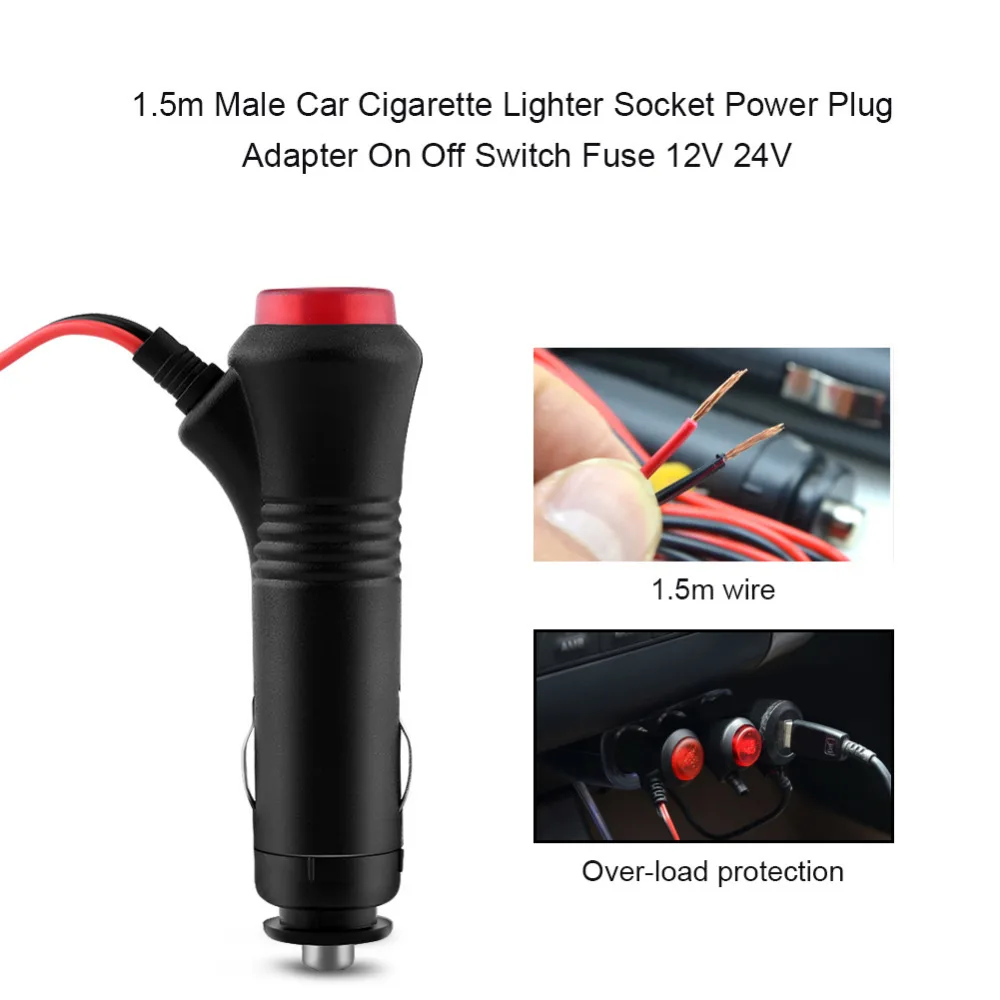 1.5m Male Car Cigarette Plug Lighter Socket Power Plug Adapter Car-Styling On Off Switch Fuse 12V 24V Auto Accessories New
1.5m Male Car Cigarette Plug Lighter Socket Power Plug Adapter Car-Styling On Off Switch Fuse 12V 24V Auto Accessories New