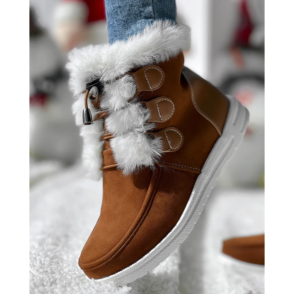 PU Leather Lace-up Ankle Boots for Women, Snow Boots, Flat Ankle Boots Round Toe, Fuzzy Lined, Daily, Korean Style, Fashion, Win
PU Leather Lace-up Ankle Boots for Women, Snow Boots, Flat Ankle Boots Round Toe, Fuzzy Lined, Daily, Korean Style, Fashion, Win
