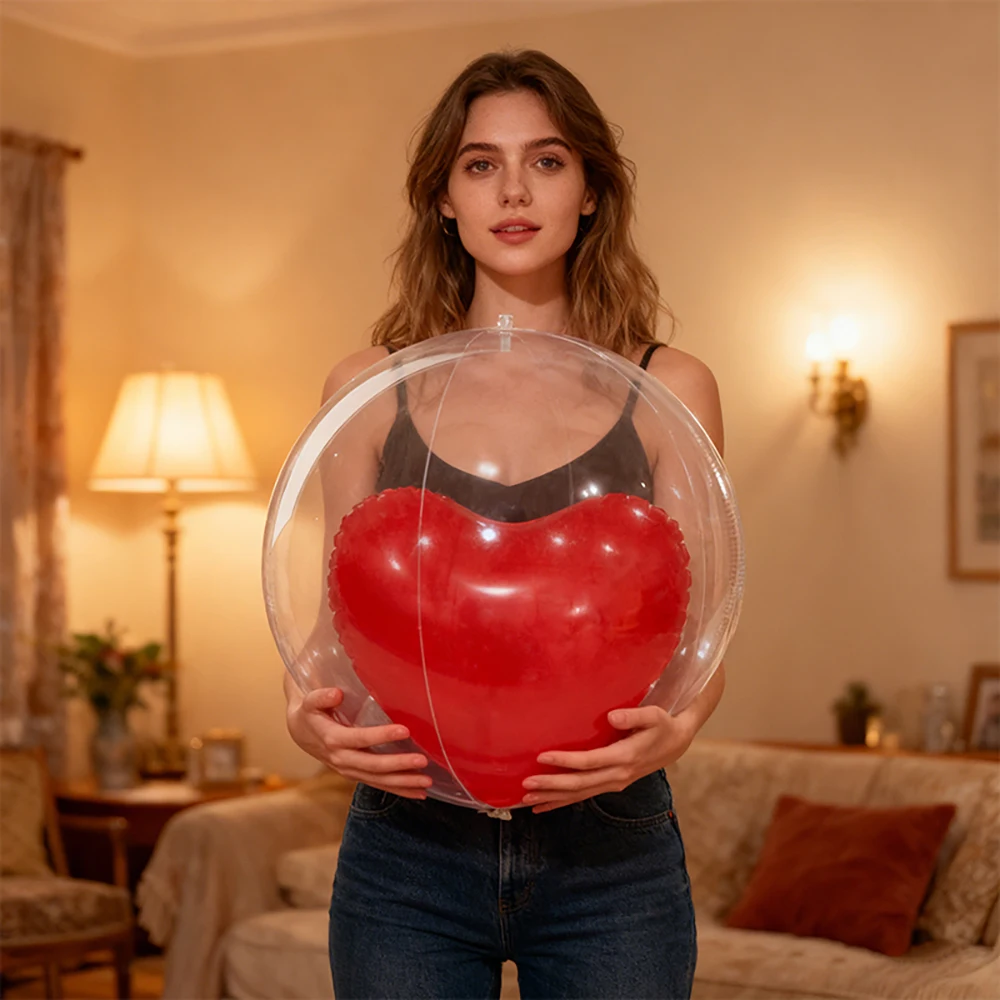 1 Heart-shaped PVC Inflatable Toy Ball - Transparent Heart Toy for Pool Parties, Family Games, Kids Play, Indoor & Outdoor Use
1 Heart-shaped PVC Inflatable Toy Ball - Transparent Heart Toy for Pool Parties, Family Games, Kids Play, Indoor & Outdoor Use