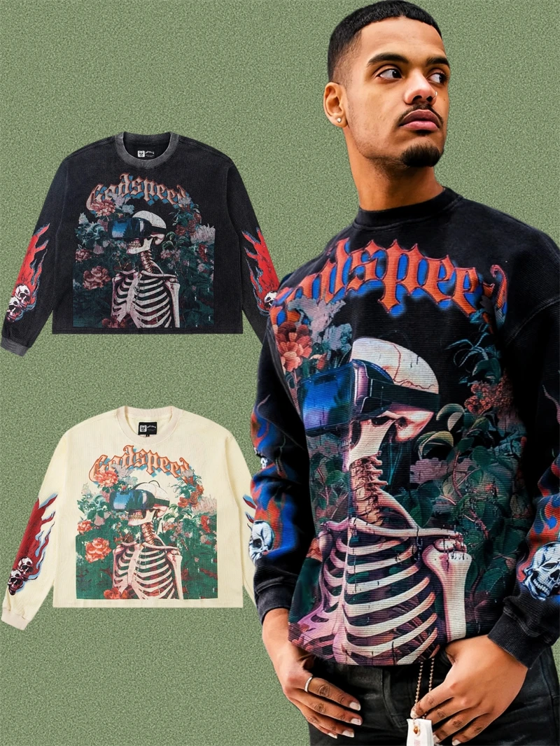 New Godspeed T-shirts Men Fashion High-quality Retro wash Glasses Skull Print Tees Pullover GOD SPEED Long Sleeve hip-hop Tops
New Godspeed T-shirts Men Fashion High-quality Retro wash Glasses Skull Print Tees Pullover GOD SPEED Long Sleeve hip-hop Tops