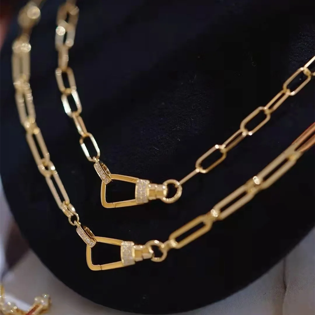 18K Solid Universal Diamond Buckle Necklace Yellow Real Gold Jewelry(AU750)For Women Diamond Chain Necklace Diamond Wedding Lady
18K Solid Universal Diamond Buckle Necklace Yellow Real Gold Jewelry(AU750)For Women Diamond Chain Necklace Diamond Wedding Lady