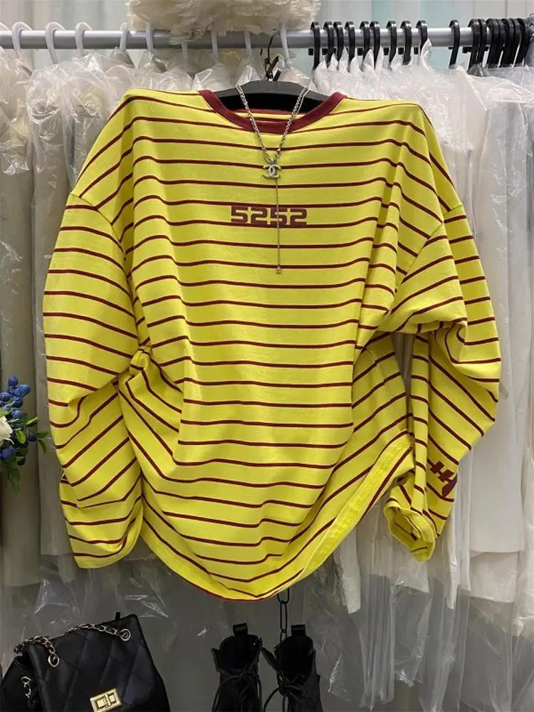 Loose Fit Striped round Ne Long Sve T-irt Women's Korean Sle Comfortable Casual Top for Autumn Season
Loose Fit Striped round Ne Long Sve T-irt Women's Korean Sle Comfortable Casual Top for Autumn Season