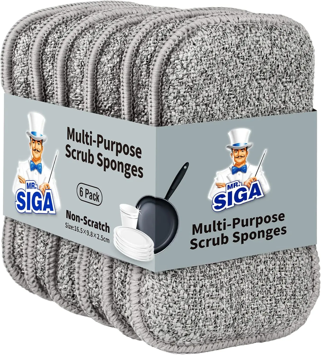Dual-Sided Scrub Sponges, Long Lasting, Reusable Dishwashing Sponges for Kitchen, 6 Pack
Dual-Sided Scrub Sponges, Long Lasting, Reusable Dishwashing Sponges for Kitchen, 6 Pack