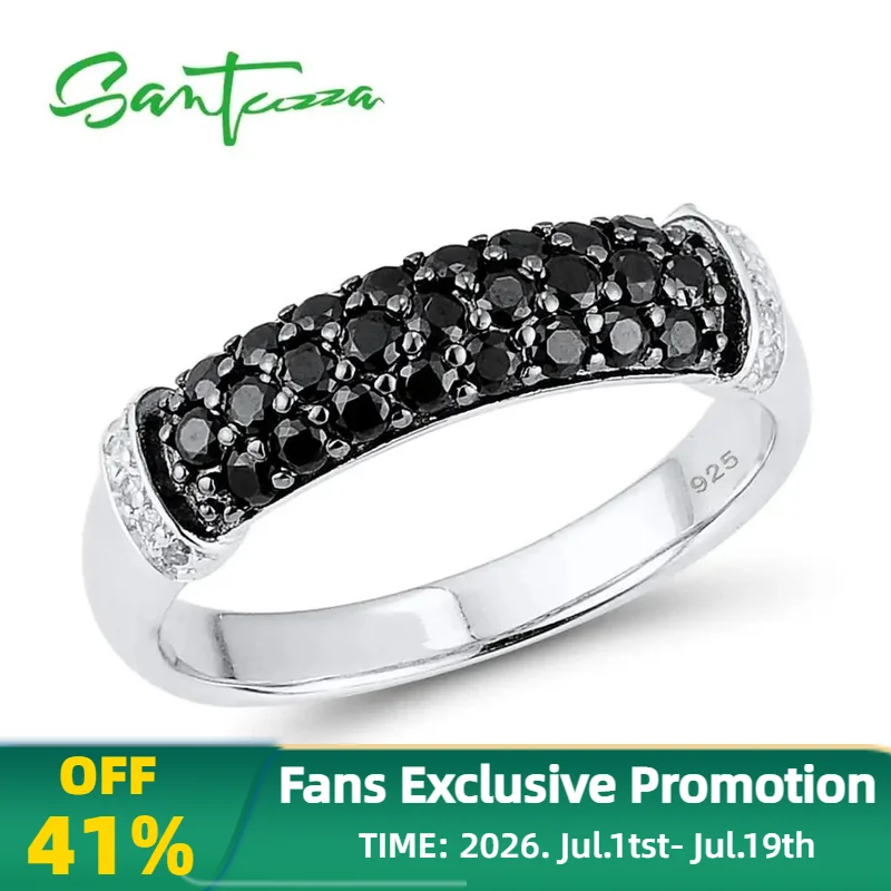 SANTUZZA Silver Ring For Women 925 Sterling Silver Fashion Round Rings Black Spinel White Cubic Zirconia Party Delicate Jewelry
SANTUZZA Silver Ring For Women 925 Sterling Silver Fashion Round Rings Black Spinel White Cubic Zirconia Party Delicate Jewelry