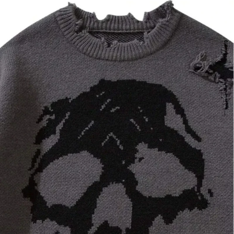 Lazy style knitted loose sweater with shoulder drop design for daily outerwear and innerwear, perforated skull head
Lazy style knitted loose sweater with shoulder drop design for daily outerwear and innerwear, perforated skull head