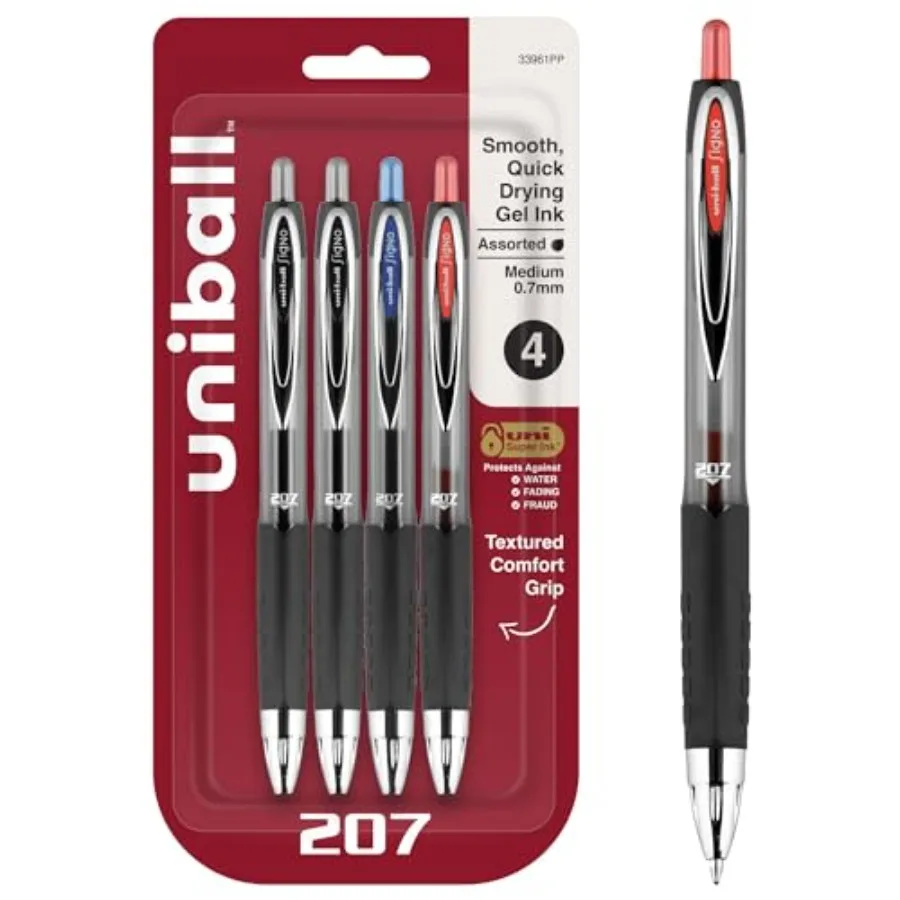 207 Retractable Gel Pens, Medium Point 0.7mm,Assorted Colors, 4 Count
207 Retractable Gel Pens, Medium Point 0.7mm,Assorted Colors, 4 Count