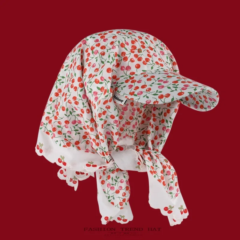 Korean Pastoral Style Cherry Print Lace-up Headscarf Hat Women's Summer Outdoor Thin Breathable Sunshade Sweet Baseball Caps
Korean Pastoral Style Cherry Print Lace-up Headscarf Hat Women's Summer Outdoor Thin Breathable Sunshade Sweet Baseball Caps