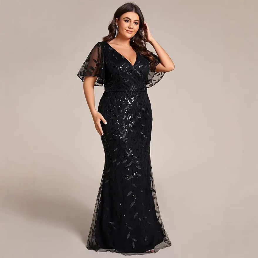 Elegant Sparkle&Shine Mermaid Wedding Guest Dress V Neck Floor Length Tulle Sequin Short Sleeve Formal Gown 2025 Free Customized
Elegant Sparkle&Shine Mermaid Wedding Guest Dress V Neck Floor Length Tulle Sequin Short Sleeve Formal Gown 2025 Free Customized