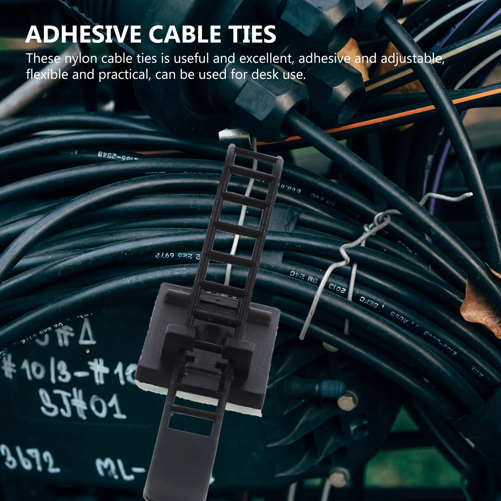 25 pcs Cable Ties Wire Management Clips Desk Organizer Black Nylon Self Adhesive Holders Cords Adjustable Durable
25 pcs Cable Ties Wire Management Clips Desk Organizer Black Nylon Self Adhesive Holders Cords Adjustable Durable