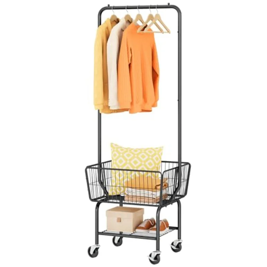 Laundry Cart with Hanging Rack Metal Laundry Basket with Wheels Laundry Hamper with Storage Basket and Shelf Rolling Laundry Ca
Laundry Cart with Hanging Rack Metal Laundry Basket with Wheels Laundry Hamper with Storage Basket and Shelf Rolling Laundry Ca
