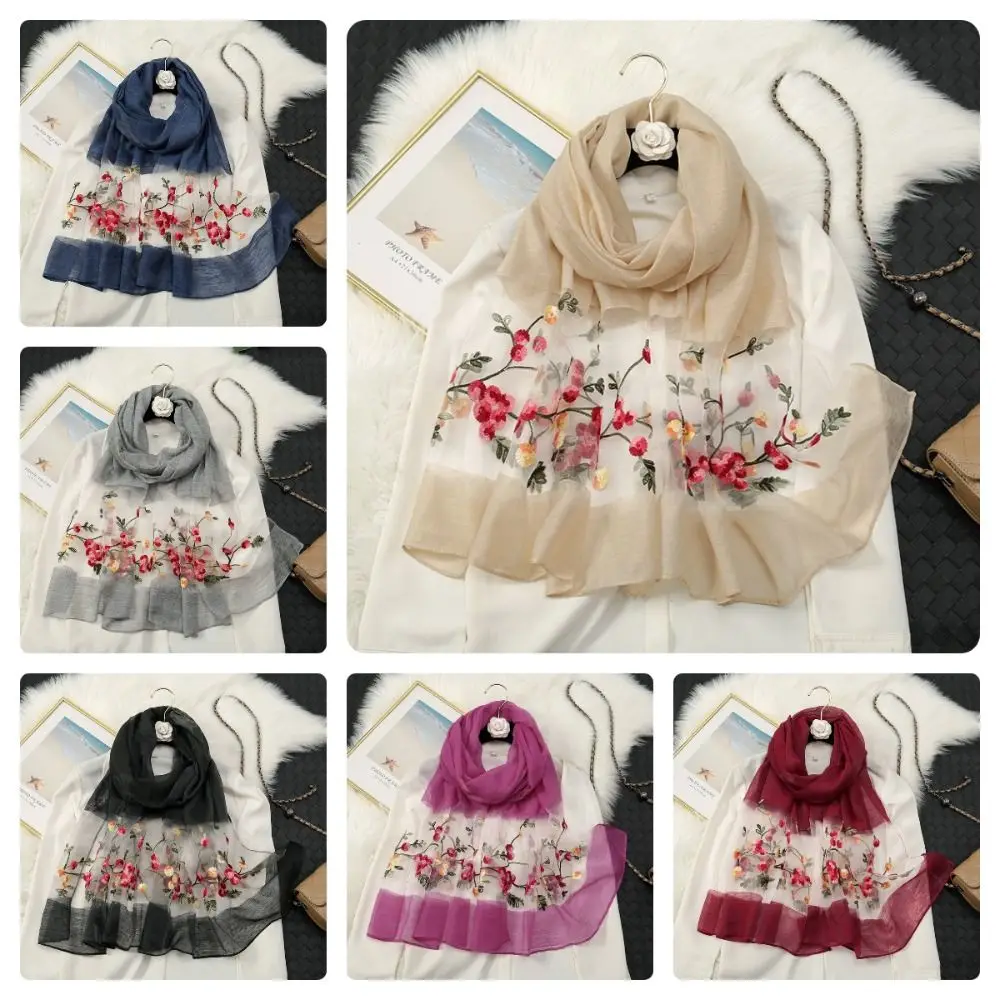 Luxury Embroidery Foulard Pashmina Bandana Transparent Mesh Neck Scarves Chinese Style Sunscreen Flower Silk Scarf Shawls Ladies
Luxury Embroidery Foulard Pashmina Bandana Transparent Mesh Neck Scarves Chinese Style Sunscreen Flower Silk Scarf Shawls Ladies