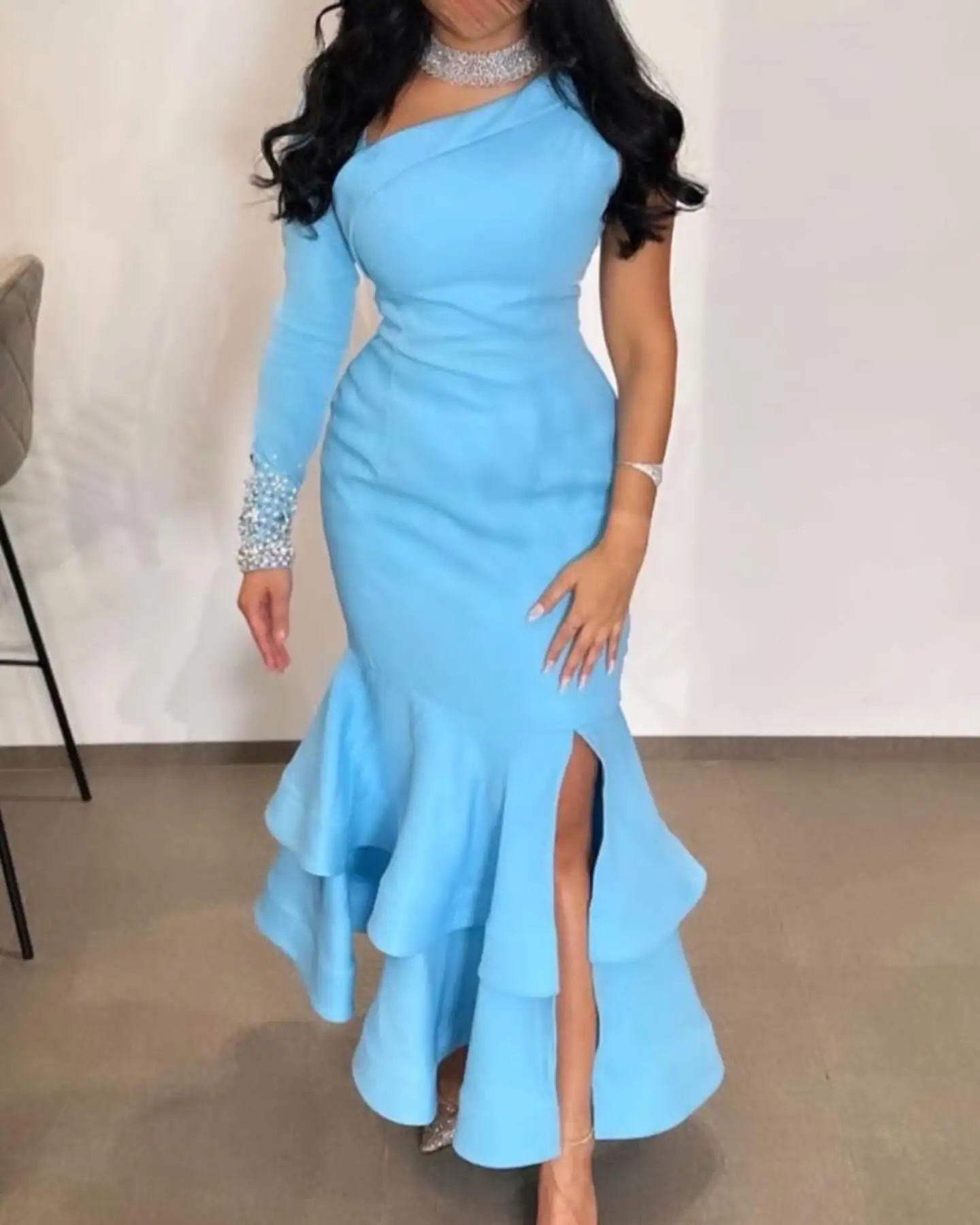 Customized Temperament Mermaid One Shoulder Evening Dresses Elegant Jersey Crystal Pleats Blue Vestido De Festa Vestido De Noche
Customized Temperament Mermaid One Shoulder Evening Dresses Elegant Jersey Crystal Pleats Blue Vestido De Festa Vestido De Noche