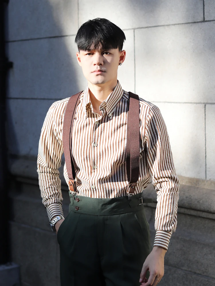 Fashionable Urban Style Long Sleeve Striped Bubble Shirt Tailored Fit Italian Vintage Wash Free Slimming British Business Shirt
Fashionable Urban Style Long Sleeve Striped Bubble Shirt Tailored Fit Italian Vintage Wash Free Slimming British Business Shirt