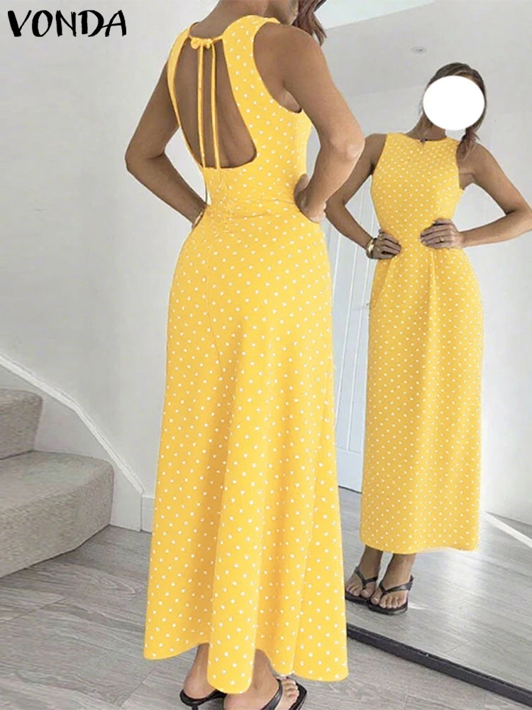 Sleeveless Backless Summer Dress Women Evening Party Vestidos 2025 Beach Dot Printed Sundress Casual Lace- Up Hollow Out Robe
Sleeveless Backless Summer Dress Women Evening Party Vestidos 2025 Beach Dot Printed Sundress Casual Lace- Up Hollow Out Robe