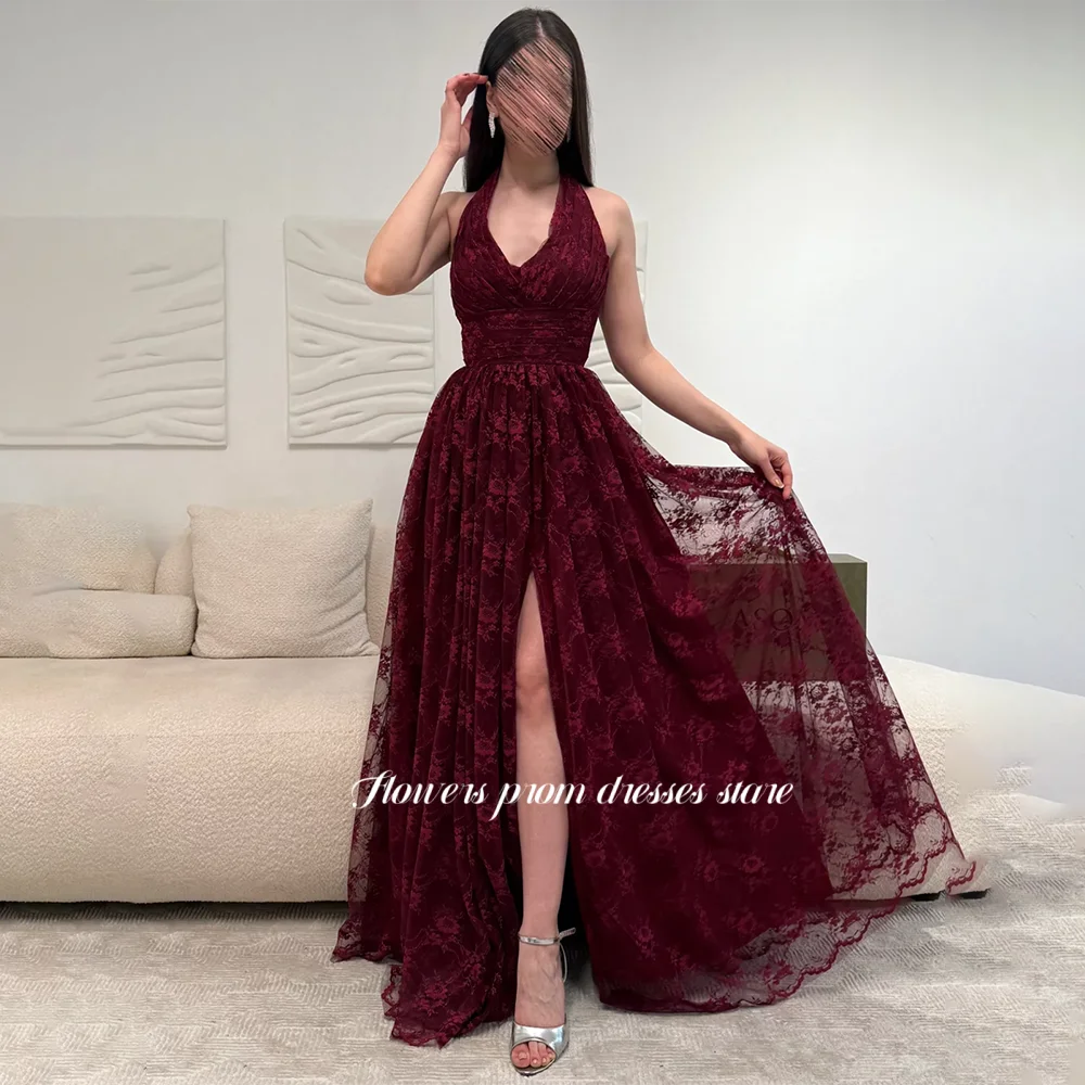 Flowers Halter A Line Evening Dress Lace Formal Prom Dress High Slit Party Dress فساتين مناسبة رسمية Customized
Flowers Halter A Line Evening Dress Lace Formal Prom Dress High Slit Party Dress فساتين مناسبة رسمية Customized