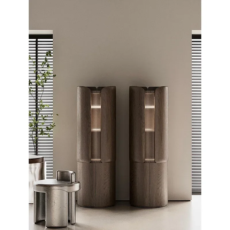Solid wood round wine cabinet artistic high-end bar cabinet with lights double door sideboard
Solid wood round wine cabinet artistic high-end bar cabinet with lights double door sideboard