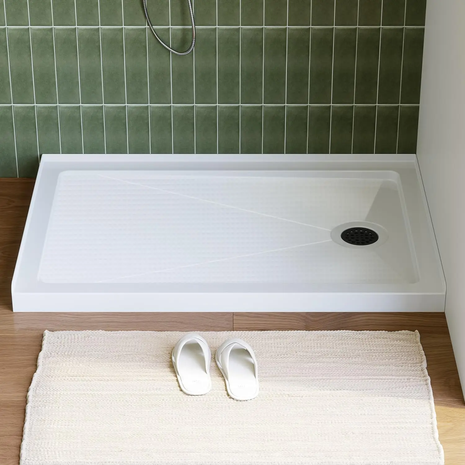 Shower Base 48" x 32", Right Drain Single Threshold Shower Base in White with Efficient Drainage, Non-Slip, Stainless Steel Cove
Shower Base 48" x 32", Right Drain Single Threshold Shower Base in White with Efficient Drainage, Non-Slip, Stainless Steel Cove