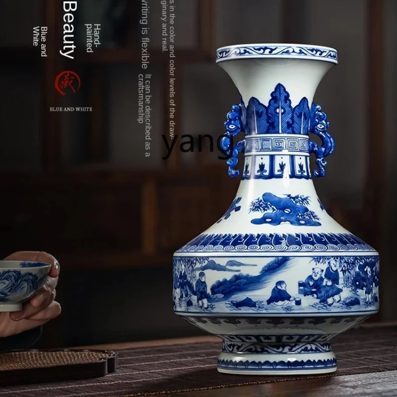 CX Blue and White Porcelain Vase High-Grade Ceramic Neo Chinese Style Ornaments Living Room Curio Shelves Decorations
CX Blue and White Porcelain Vase High-Grade Ceramic Neo Chinese Style Ornaments Living Room Curio Shelves Decorations