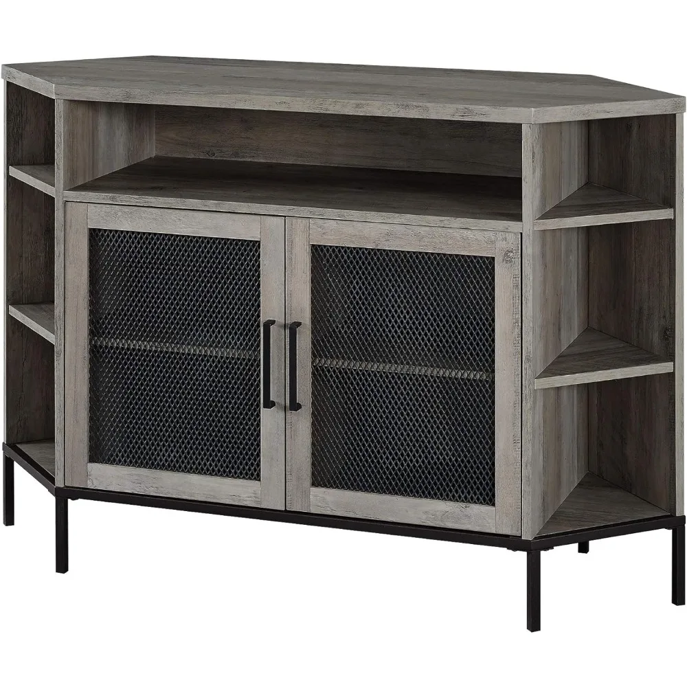 Modern Metal Mesh and Wood Corner Universal TV Stand with Open Shelves Cabinet Doors Storage for TV's up
Modern Metal Mesh and Wood Corner Universal TV Stand with Open Shelves Cabinet Doors Storage for TV's up