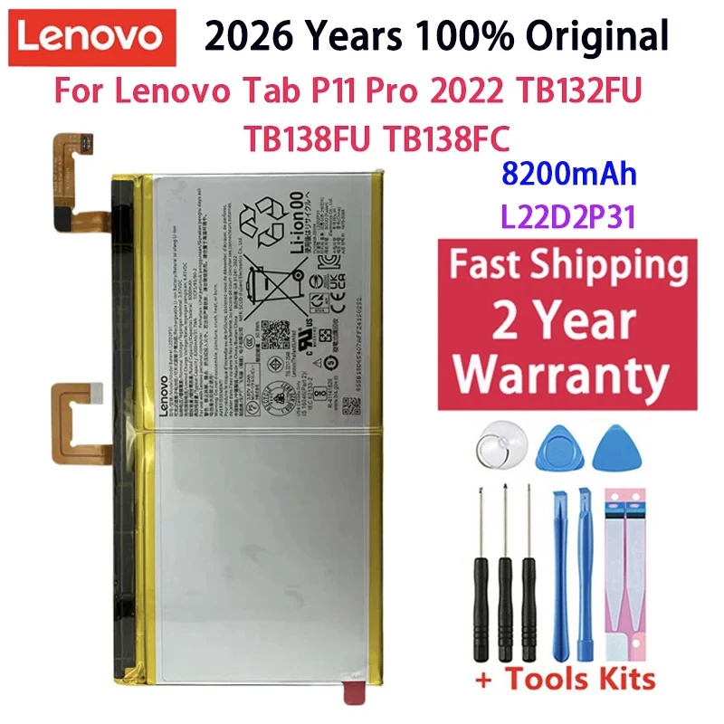 Fast Shipping L22D2P31 8200mAh Original For Lenovo Tab P11 Pro 2022 TB132FU TB138FU TB138FC Flat Tablet Battery Batteries +Tools
Fast Shipping L22D2P31 8200mAh Original For Lenovo Tab P11 Pro 2022 TB132FU TB138FU TB138FC Flat Tablet Battery Batteries +Tools