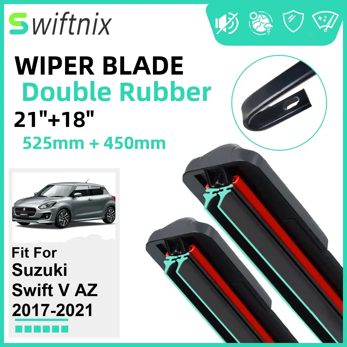 Двойные резиновые автомобильные щетки стеклоочистителя для Suzuki Swift V AZ 2017-2021, переднее лобовое стекло, лобовое стекло, резиновые автомобильные аксессуары 2019 2020 2021
Двойные резиновые автомобильные щетки стеклоочистителя для Suzuki Swift V AZ 2017-2021, переднее лобовое стекло, лобовое стекло, резиновые автомобильные аксессуары 2019 2020 2021