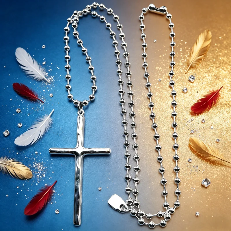 Silver Ball Chain Necklace with Cross Pendant
Silver Ball Chain Necklace with Cross Pendant