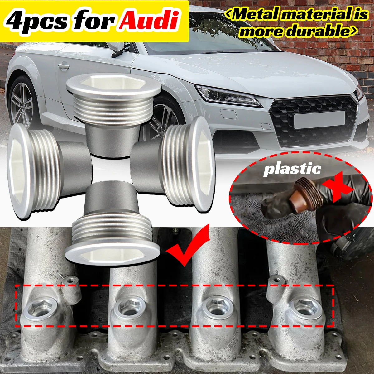 4pcs Upgrade Aluminum Fuel Injector Insert Cup Seat for Audi A4 8E TT S4 8H 1.8T Control Engine Repair Kit 06B133555H 06B133555D
4pcs Upgrade Aluminum Fuel Injector Insert Cup Seat for Audi A4 8E TT S4 8H 1.8T Control Engine Repair Kit 06B133555H 06B133555D