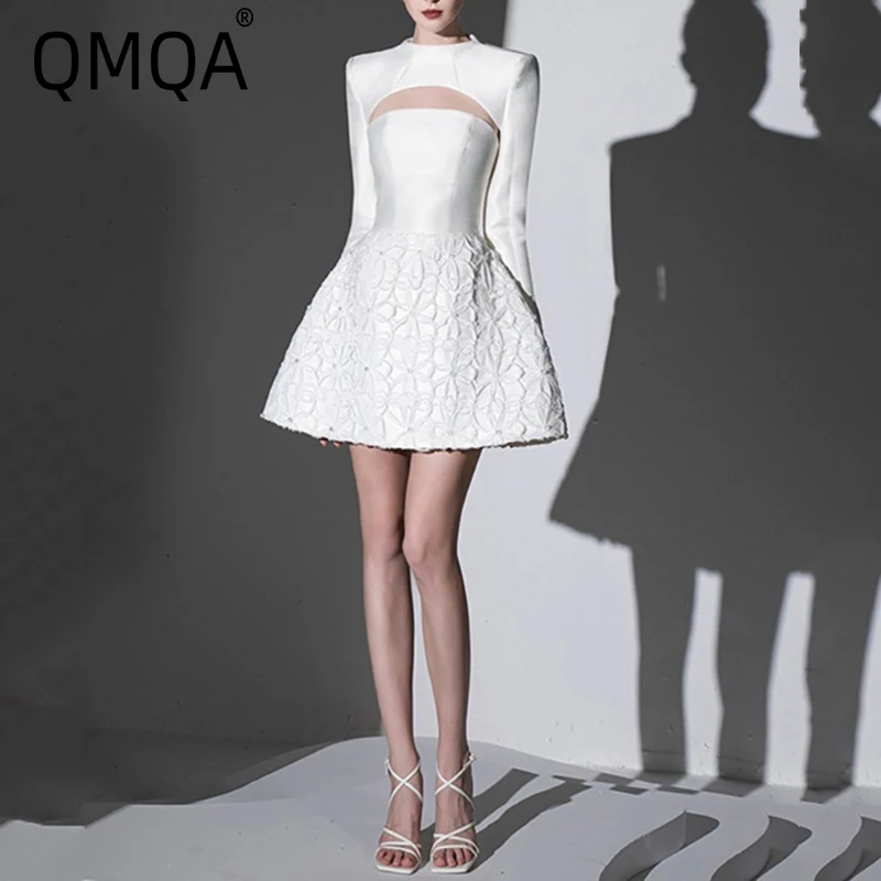 QMQA Fashion Women's 2 Pcs Set O-neck Long Sleeve Crop Top Strapless High Waist Mini Elegant Flower Dress Sets Autumn New 1A671
QMQA Fashion Women's 2 Pcs Set O-neck Long Sleeve Crop Top Strapless High Waist Mini Elegant Flower Dress Sets Autumn New 1A671