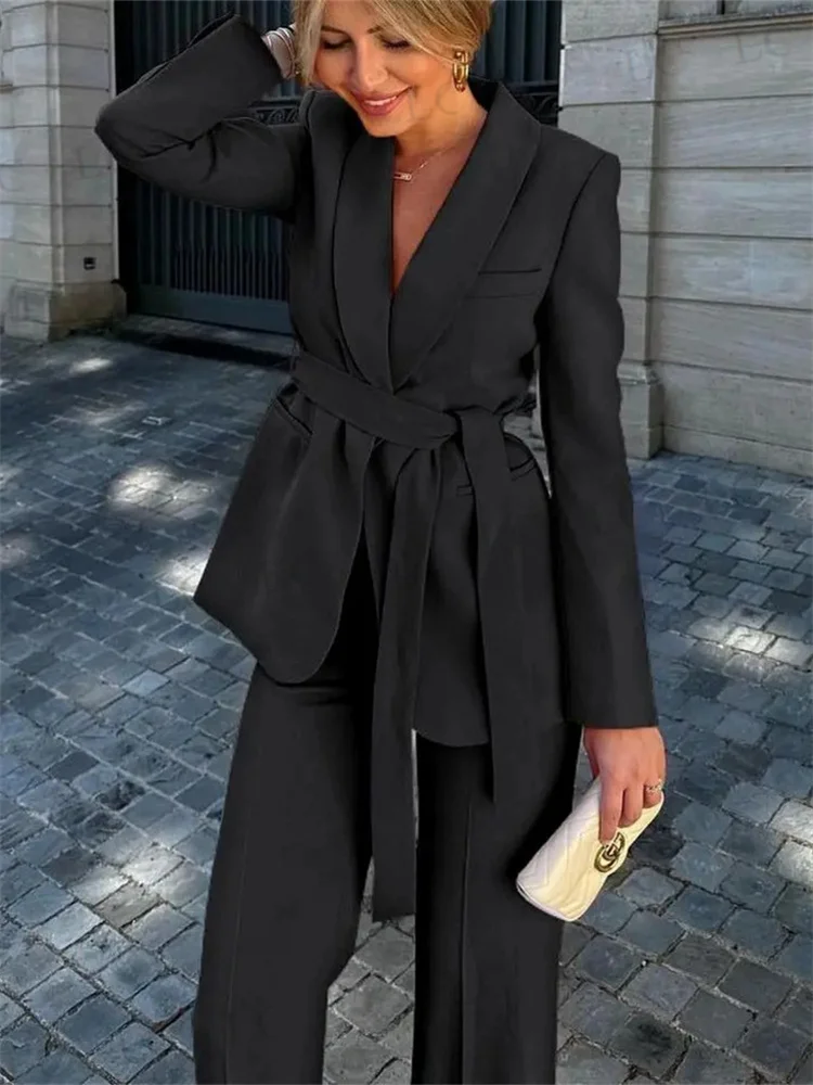Modern Women Suits 2 Pieces Formal Full Sleeves Blazer Pants With Belt Sheer Lapel Plus Size Custom Made Mother Of The Bride
Modern Women Suits 2 Pieces Formal Full Sleeves Blazer Pants With Belt Sheer Lapel Plus Size Custom Made Mother Of The Bride