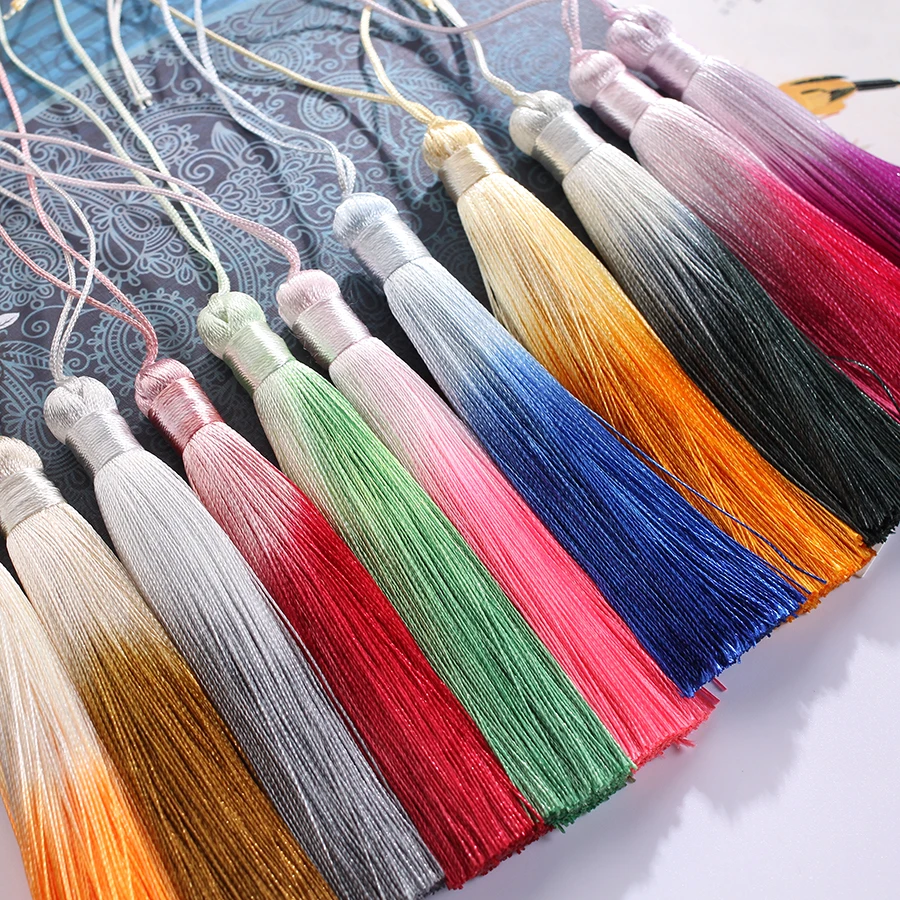 6pcs/lot 9.5cm Gradient Color Long Chinese polyester Silk Tassels For Jewelry Earrings Making Pendant Crafts Decoration Supplies
6pcs/lot 9.5cm Gradient Color Long Chinese polyester Silk Tassels For Jewelry Earrings Making Pendant Crafts Decoration Supplies
