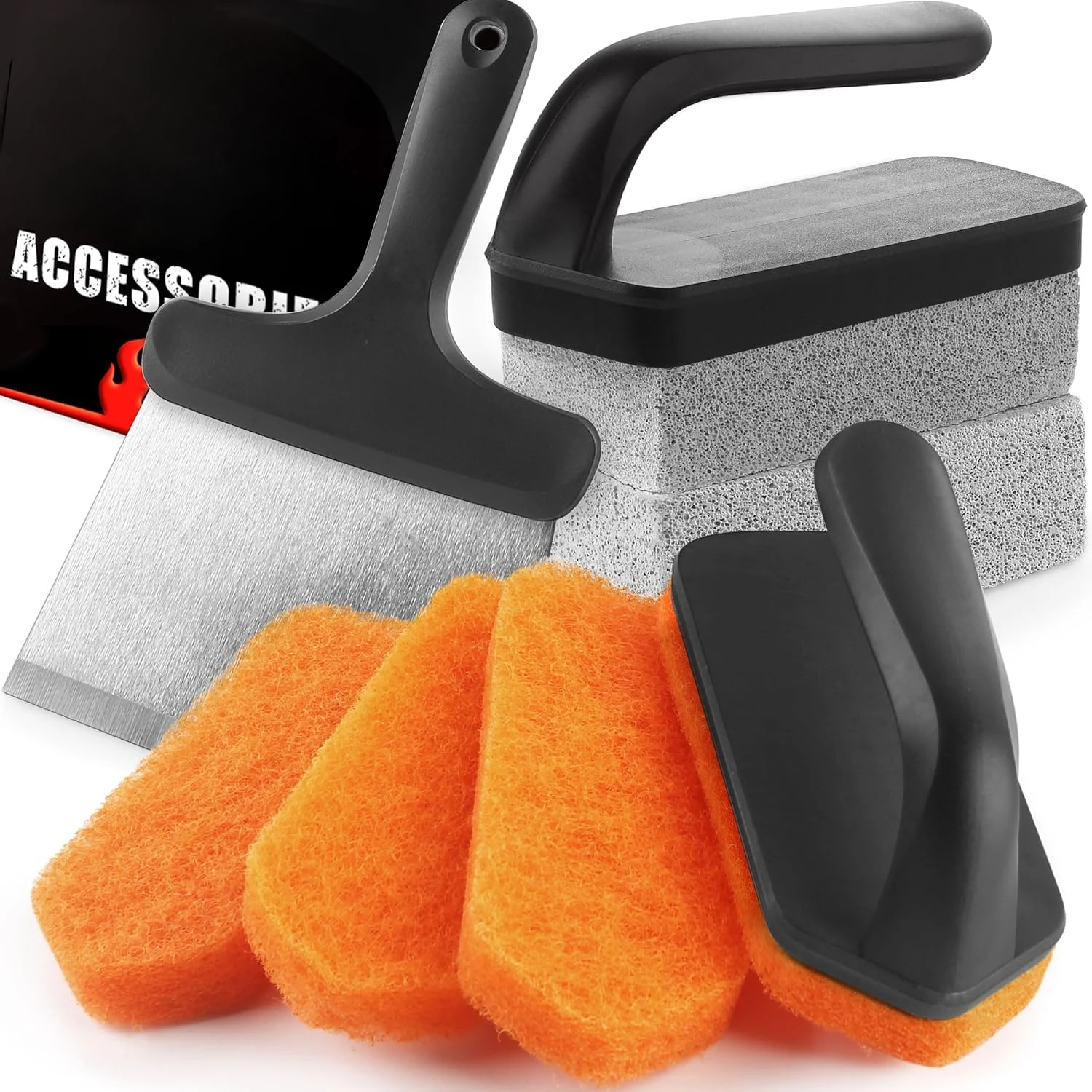 Griddle Cleaning Kit for Blackstone, Flat Top Grill Cleaning Kit with Grill Stone, Griddle Scraper, Scouring Pad and Handles
Griddle Cleaning Kit for Blackstone, Flat Top Grill Cleaning Kit with Grill Stone, Griddle Scraper, Scouring Pad and Handles
