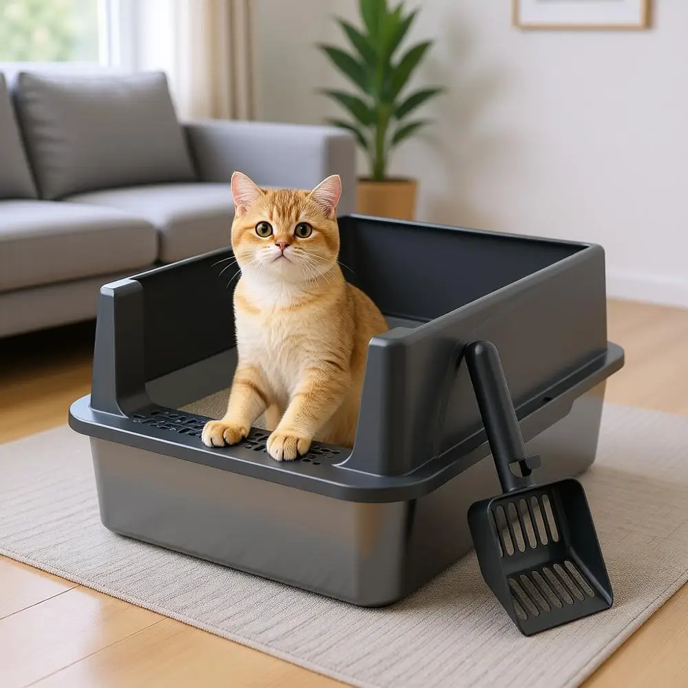 Лоток для кошачьего туалета из нержавеющей стали с крышкой, высокий металлический лоток для кошек мелких пород, с защитой от прилипания и запаха, предотвращает протекание мочи
Лоток для кошачьего туалета из нержавеющей стали с крышкой, высокий металлический лоток для кошек мелких пород, с защитой от прилипания и запаха, предотвращает протекание мочи