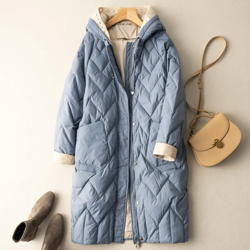 Knitted Patchwork Hooded Coat Women Warm Thicken White Duck Down Jacket Parkas Ladies Casual Loose Bigsize Long Winter Outwears
Knitted Patchwork Hooded Coat Women Warm Thicken White Duck Down Jacket Parkas Ladies Casual Loose Bigsize Long Winter Outwears