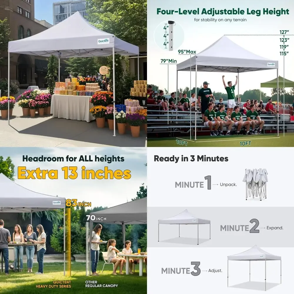 Heavy Duty 10x10 Pop Up Canopy Tent, Commercial Instant Outdoor Shelter with Wheeled Bag for Beach Parties and Events
Heavy Duty 10x10 Pop Up Canopy Tent, Commercial Instant Outdoor Shelter with Wheeled Bag for Beach Parties and Events