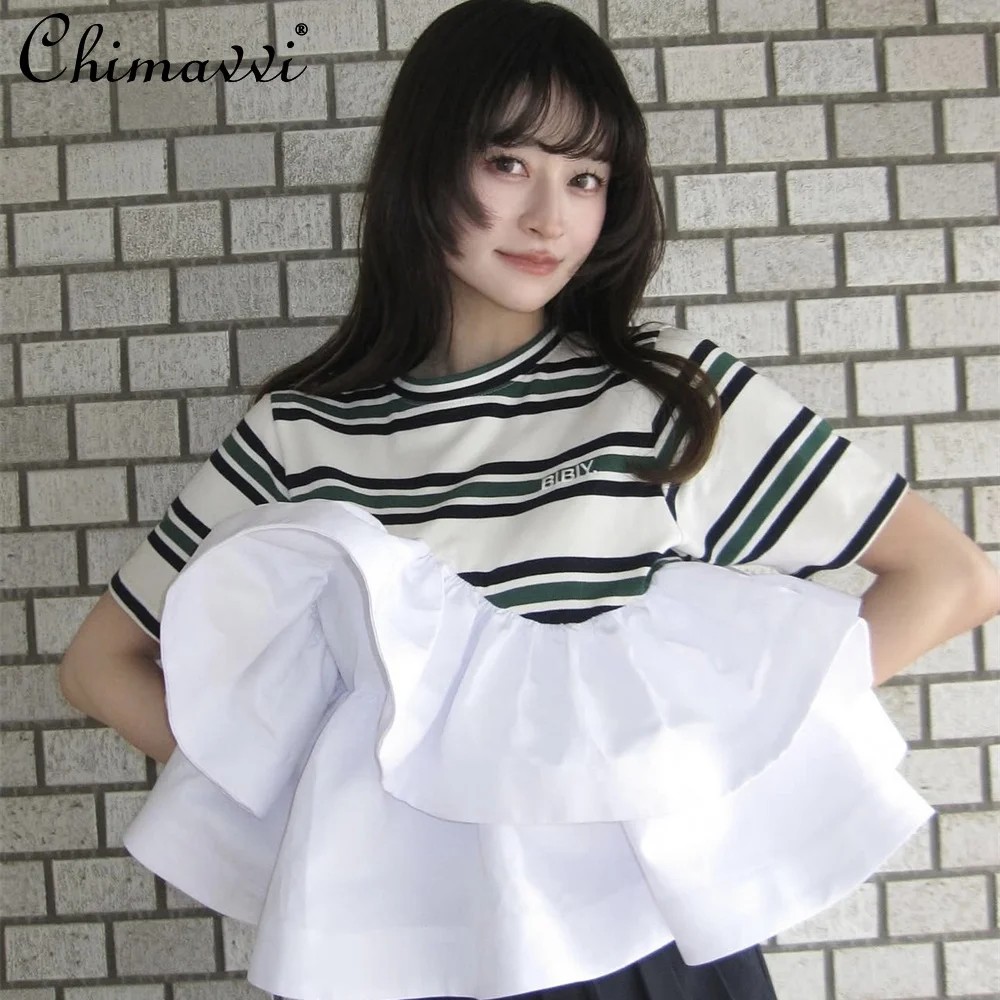 Новая японская полосатая футболка-топ с пышными рукавами, модная, с вышивкой букв, круглым вырезом, коротким рукавом, свободного кроя, женская
Новая японская полосатая футболка-топ с пышными рукавами, модная, с вышивкой букв, круглым вырезом, коротким рукавом, свободного кроя, женская