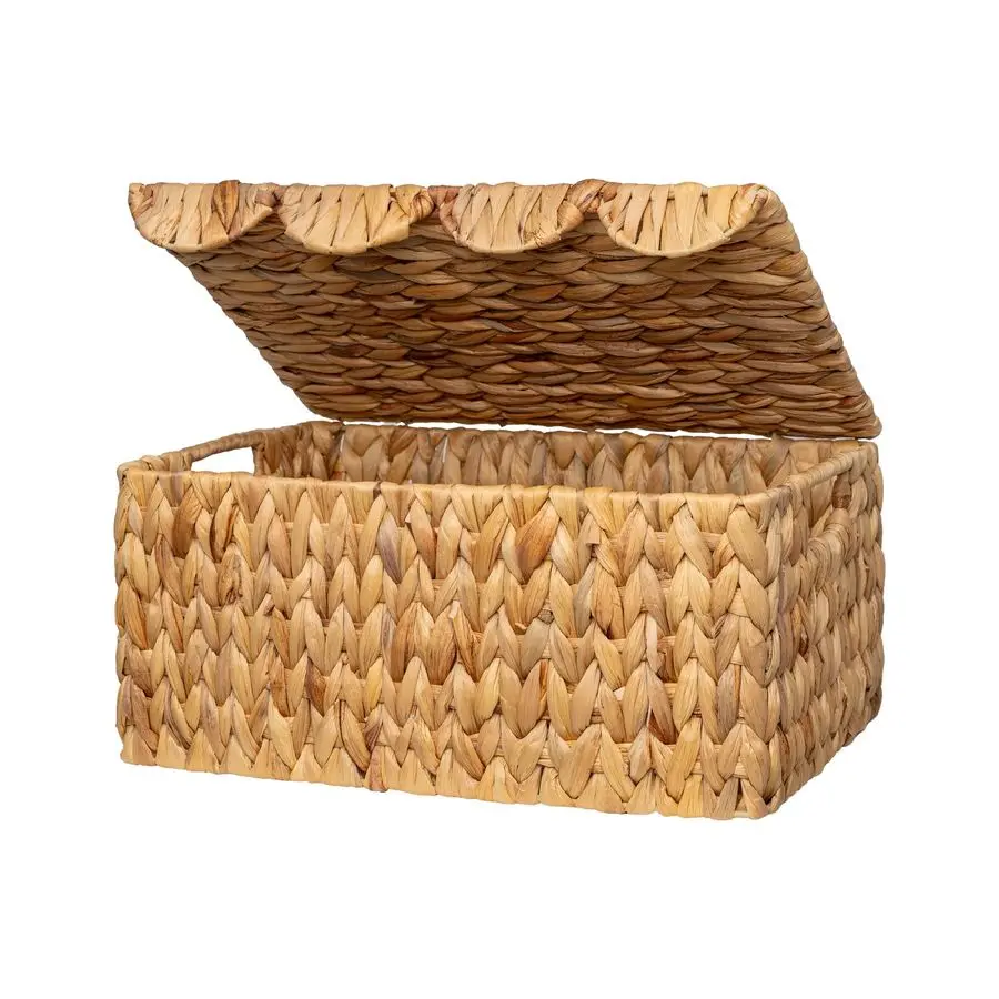 Wicker Basket with Scalloped Edge Lid, Water Hyacinth Basket with Builtin Handles, Handwoven Wicker Box for Living Room, 15 L x
Wicker Basket with Scalloped Edge Lid, Water Hyacinth Basket with Builtin Handles, Handwoven Wicker Box for Living Room, 15 L x