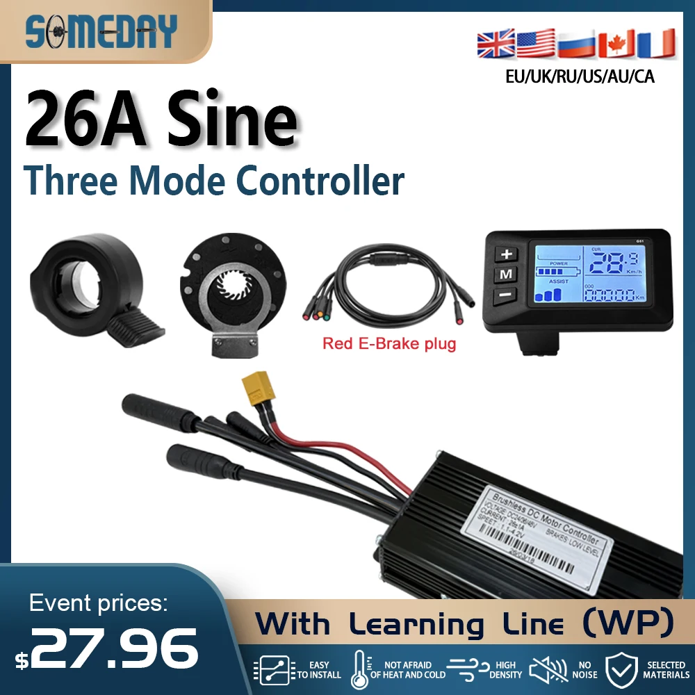 Three Mode Sinewave 26A Waterproof Controller 24V/36V/48V Electric Bike Accessories Brushless with LCD display for 500W/750W
Three Mode Sinewave 26A Waterproof Controller 24V/36V/48V Electric Bike Accessories Brushless with LCD display for 500W/750W
