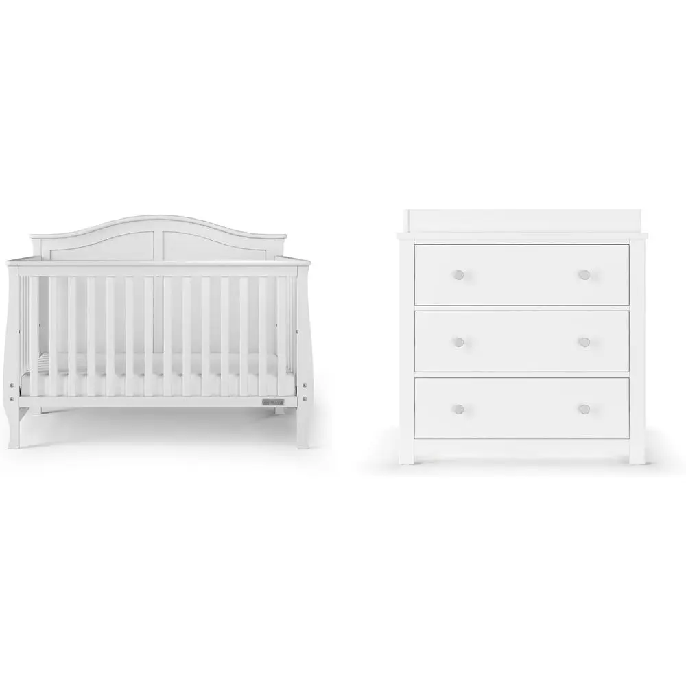 4-in-1 Convertible Crib Set for Nursery, Baby Bed, and 3 Drawer Dresser in Matte White
4-in-1 Convertible Crib Set for Nursery, Baby Bed, and 3 Drawer Dresser in Matte White