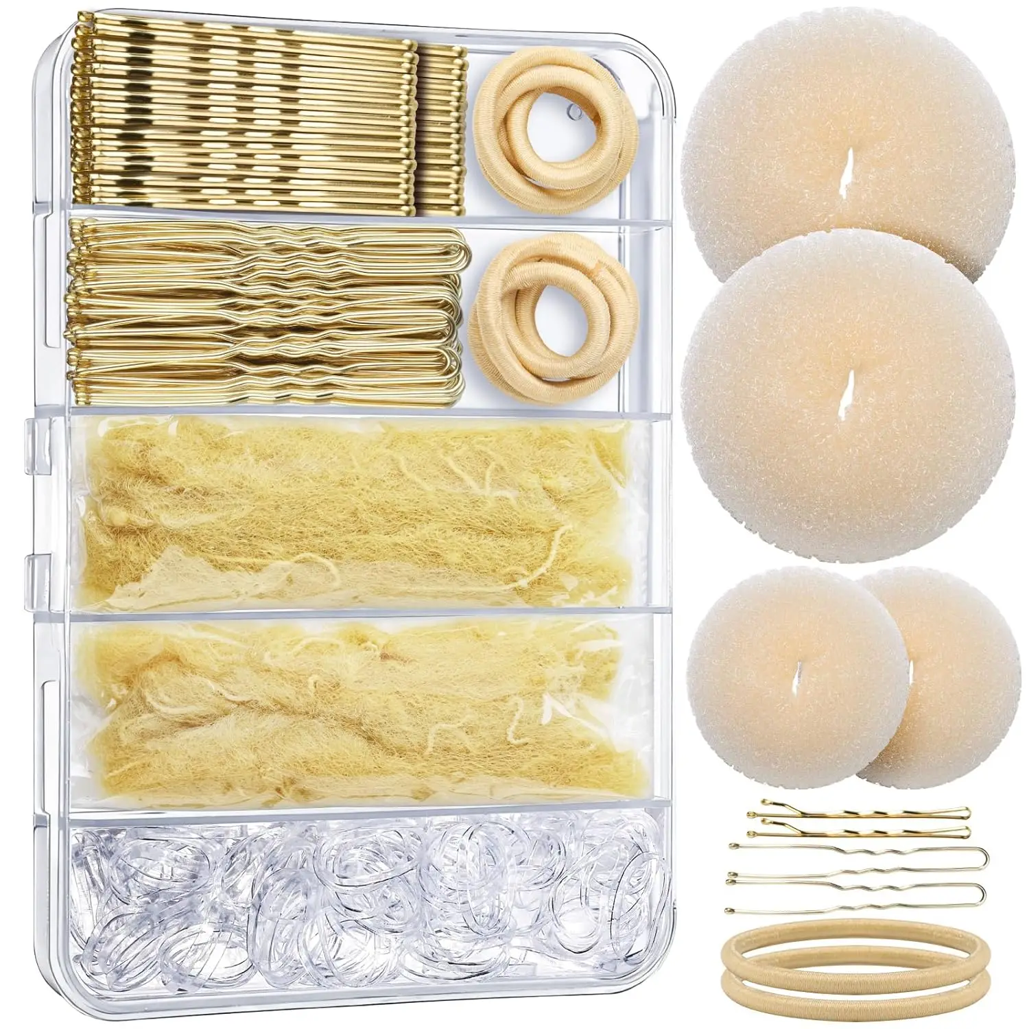 200PCS Blonde Hair Bun Kit: Donuts, Nets, Pins, Ballet Essentials
200PCS Blonde Hair Bun Kit: Donuts, Nets, Pins, Ballet Essentials