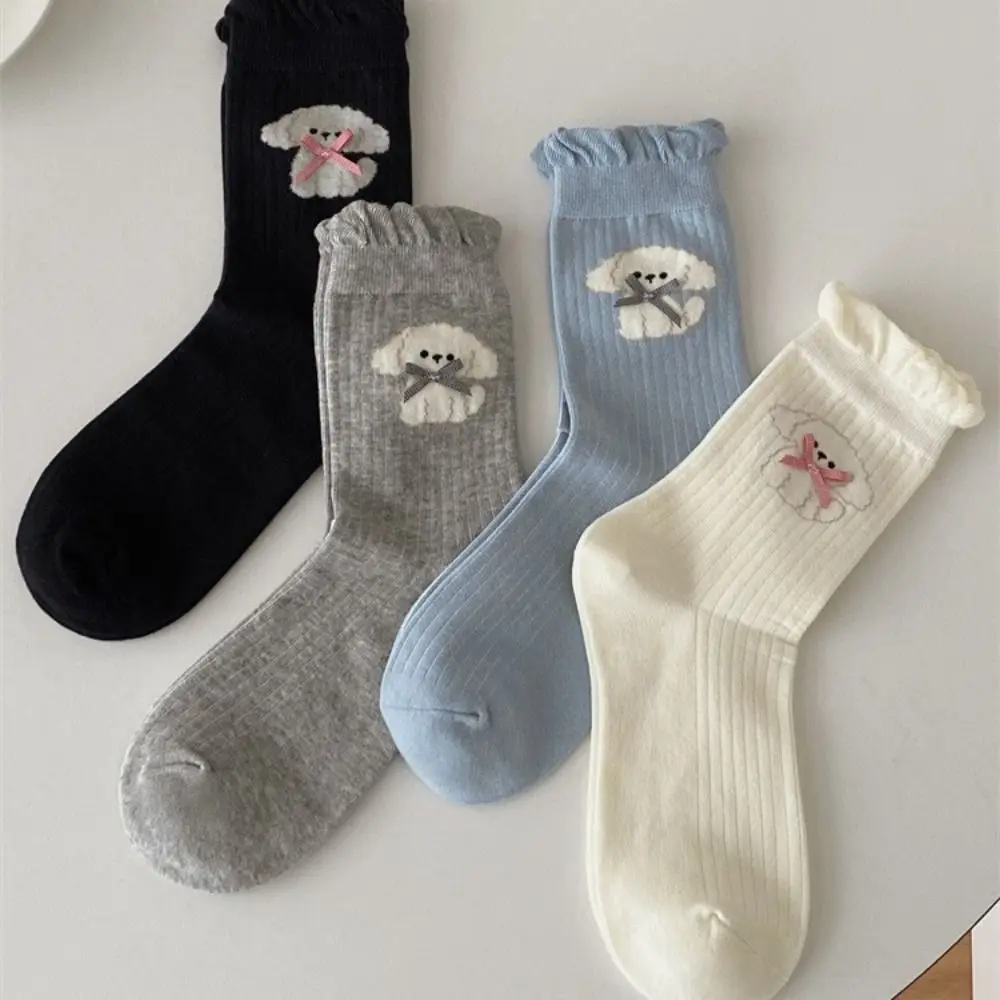 4Pairs Cartoon Dog Bowknot Ruffle Socks Anti-slip Kawaii Sweet Tube Socks Ballet Style Hosiery Mid-calf Socks Women Streetwear
4Pairs Cartoon Dog Bowknot Ruffle Socks Anti-slip Kawaii Sweet Tube Socks Ballet Style Hosiery Mid-calf Socks Women Streetwear