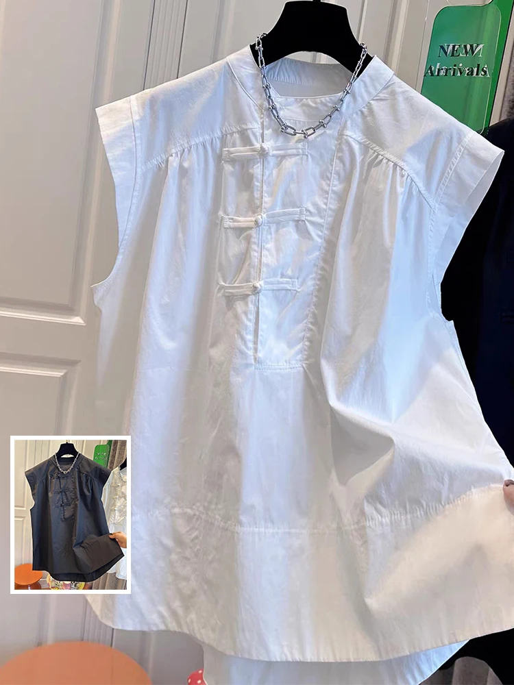 White Button-Up Shirt with Small Puff Sleeves And Stand Collar for plus Size Women Retro Style Casual Cotton Top
White Button-Up Shirt with Small Puff Sleeves And Stand Collar for plus Size Women Retro Style Casual Cotton Top
