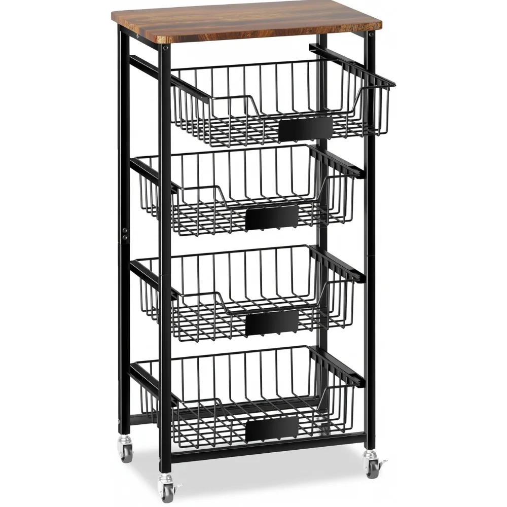 5-Tier Rolling Kitchen Cart with Pull-Out Baskets & Wood Top - Space-Saving Organizer for Fruits, Vegetables & Pantry Items
5-Tier Rolling Kitchen Cart with Pull-Out Baskets & Wood Top - Space-Saving Organizer for Fruits, Vegetables & Pantry Items